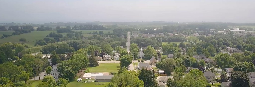 Aerial shot of Colborne, in Cramahe Township.
